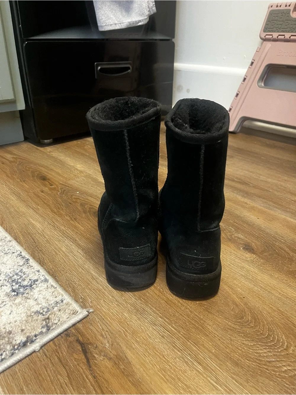 UGG Short Boot in Black with Logo